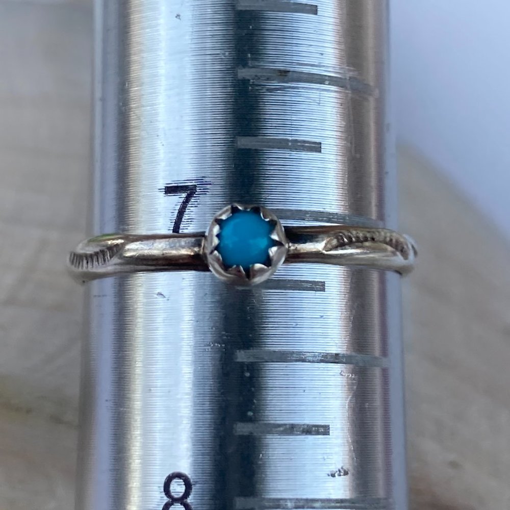 Vintage Stackable Tribal Made Tiny Turquoise Gem … - image 4